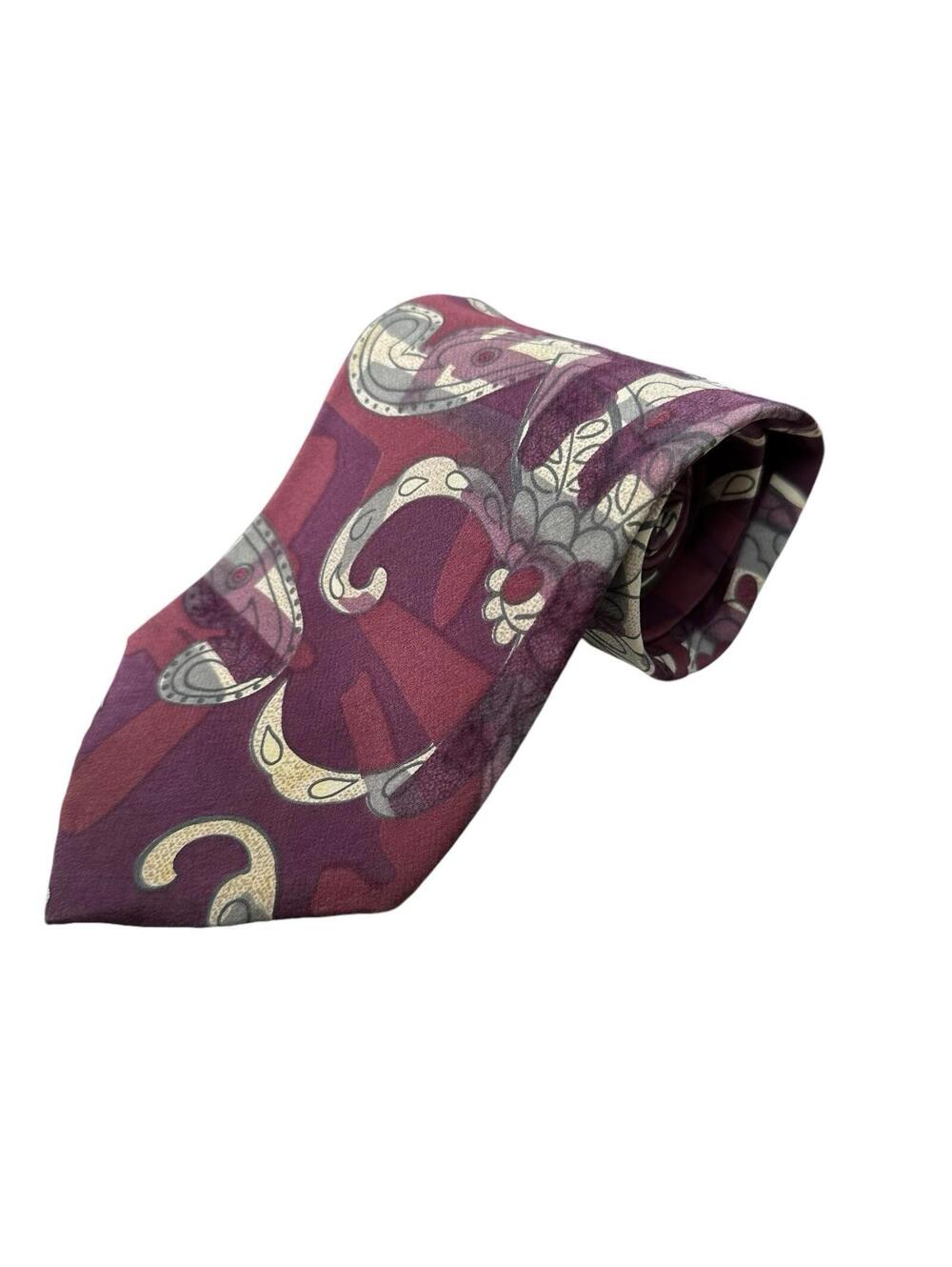 Christian Dior Monsieur Silk Made USA Necktie Tie Abstract Burgundy Cream 3.5”